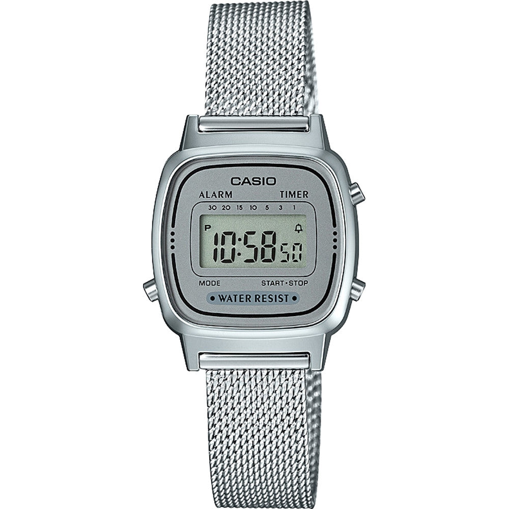 CASIO COLLECTION & VINTAGE Iconic Mini Steel Silver Mesh Damen Quarzuhr 25 mm Silber – Detailansicht