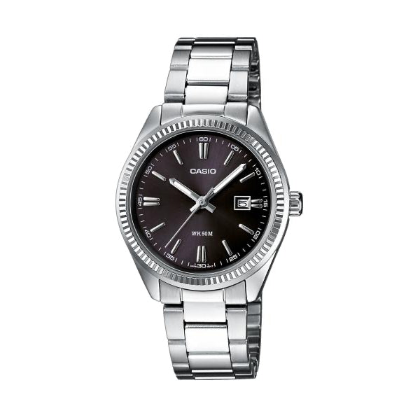 CASIO COLLECTION & VINTAGE LADY DATE BLACK LTP-1302PD-1A1VEG Damen Armbanduhr schwarz 30 mm – Seitenansicht
