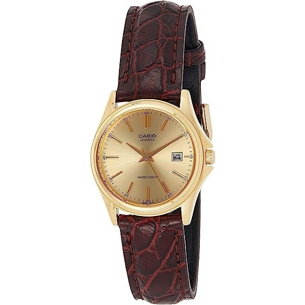 CASIO COLLECTION & VINTAGE LADY DATE LEATHER - GOLD LTP-1183Q-9ADF Date Armbanduhr 29 mm Gold