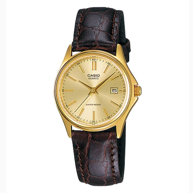 CASIO COLLECTION & VINTAGE LADY DATE LEATHER - GOLD LTP-1183Q-9AVDF Armbanduhr Gold 23 mm – Produktansicht