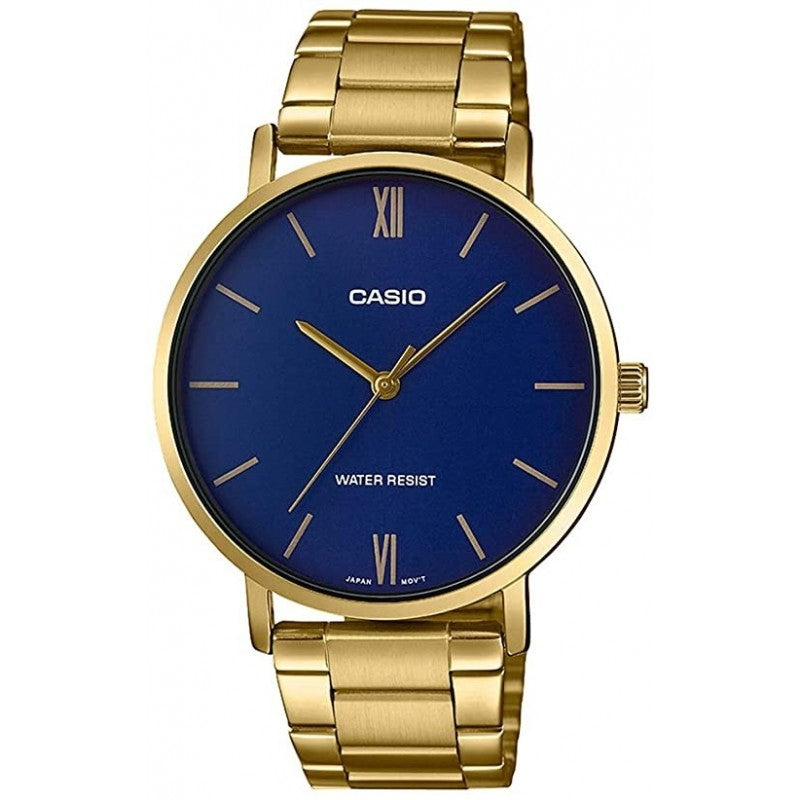CASIO COLLECTION & VINTAGE MINIMAL GOLD BLUE Herren-Quarzuhr 40 mm Gold – Produktansicht