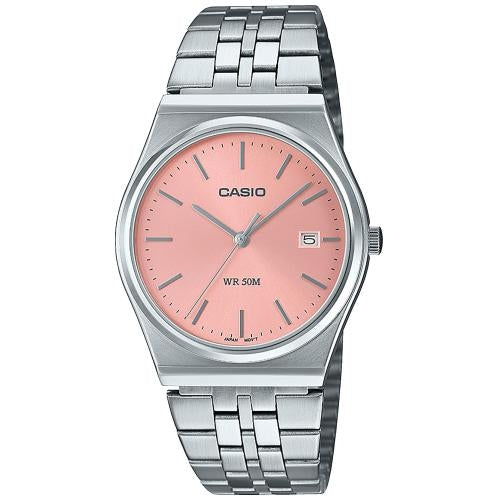 CASIO COLLECTION & VINTAGE MTP-B145D-4AVEF Herren Quarzuhr in Rosa 35 mm mit Datum – Produktansicht