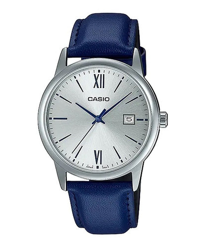 CASIO COLLECTION & VINTAGE MTP-V002L-2B3UDF Date Armbanduhr 37 mm Silber