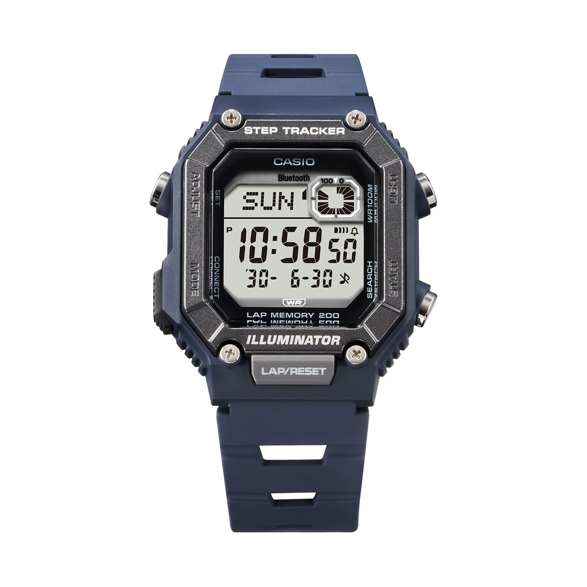 CASIO COLLECTION & VINTAGE STEP TRACKER LAP 200 Bluetooth Herren Armbanduhr Blau 46 mm – Produktansicht
