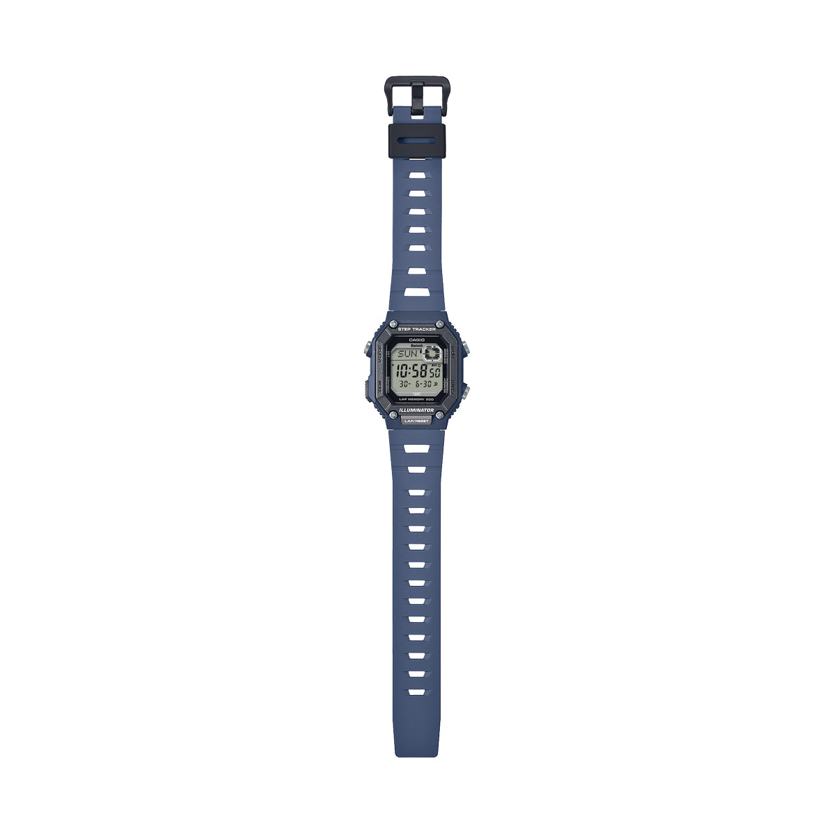 CASIO COLLECTION & VINTAGE STEP TRACKER LAP 200 Bluetooth Herren Armbanduhr Blau 46 mm – Seitenansicht