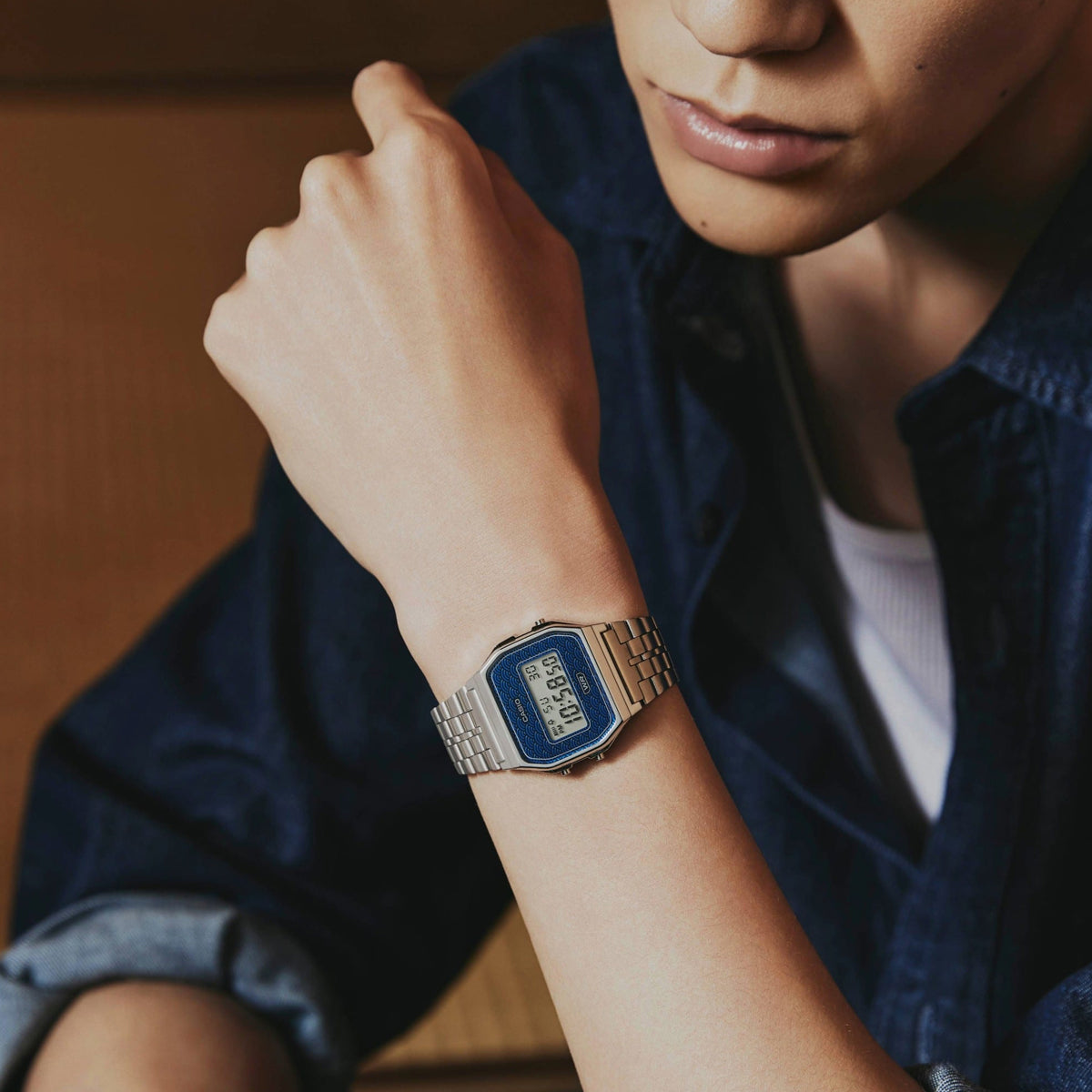 CASIO EU ICONIC - TRADITIONAL SEIGAIHA PATTERN Limited Edition - BLUE A159WEVJ-2ER Multifunction - Armbanduhr 33 mm Blau ansicht-3