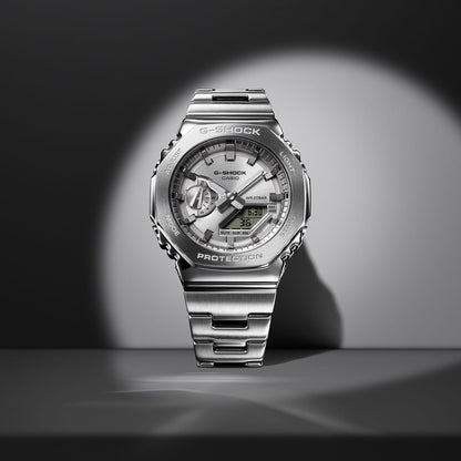 CASIO G-SHOCK OAK G-STEEL CLASSIC SILVER GM-2110D-7AER Multifunction Armbanduhr 44.5 mm Silber ansicht-2