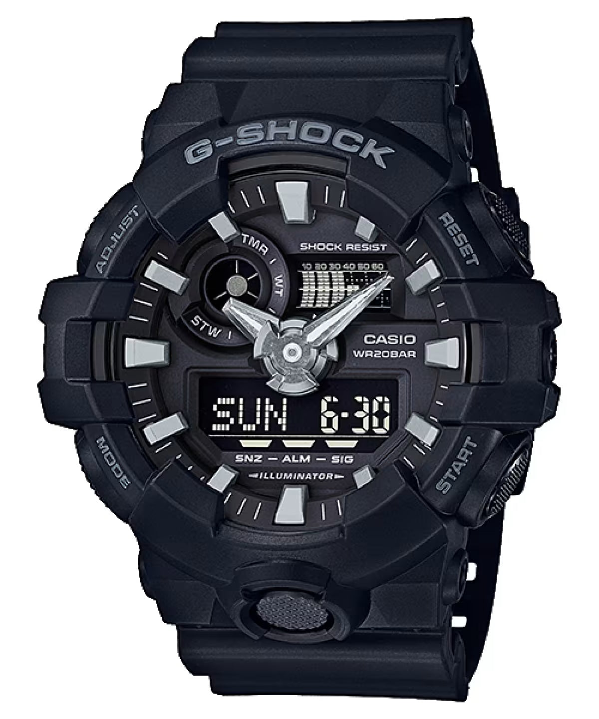 CASIO G-SHOCK OVERSIZED FULL BLACK GA-700-1BDR Multifunction - Armbanduhr 53 mm Schwarz