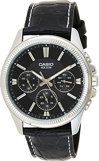 CASIO Mod. DAY DATE MULTIFUNCTION, LEATHER - BLACK MTP-1375L-1AVDF Multifunction - Armbanduhr 42 mm Schwarz