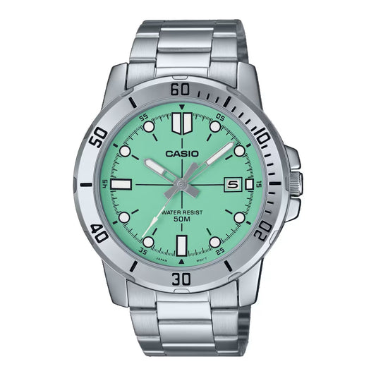 CASIO SPORT COLLECTION DIVER 50M - AQUA GREEN MTP-VD01D-3E1VUDF Date - Armbanduhr 45 mm Grün