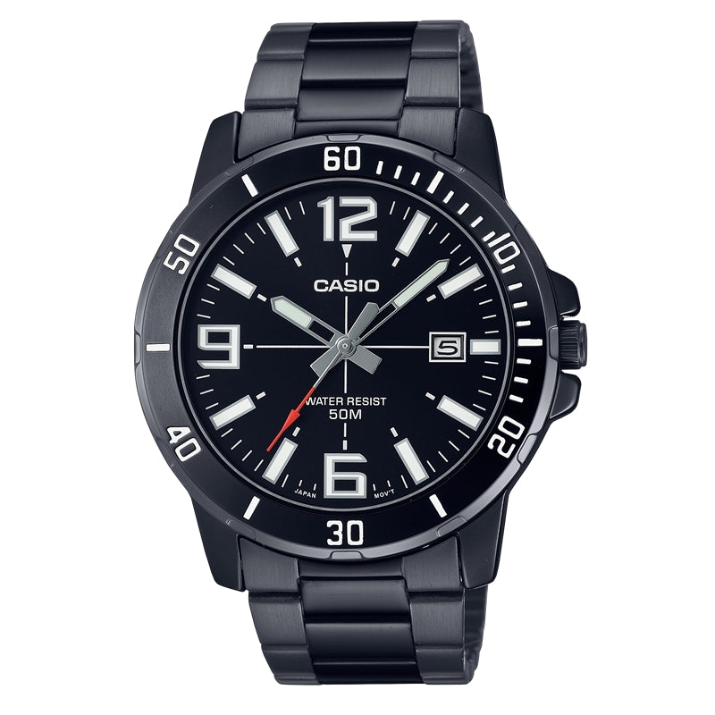 CASIO SPORT COLLECTION DIVER 50M - FULL BLACK MTP-VD01B-1BVUDF Date - Armbanduhr 45 mm Schwarz