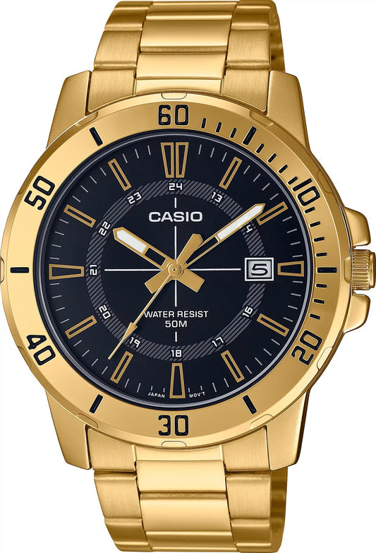 CASIO SPORT COLLECTION DIVER 50M GOLD - BLACK MTP-VD01G-1CVUDF Date - Armbanduhr 45 mm Schwarz
