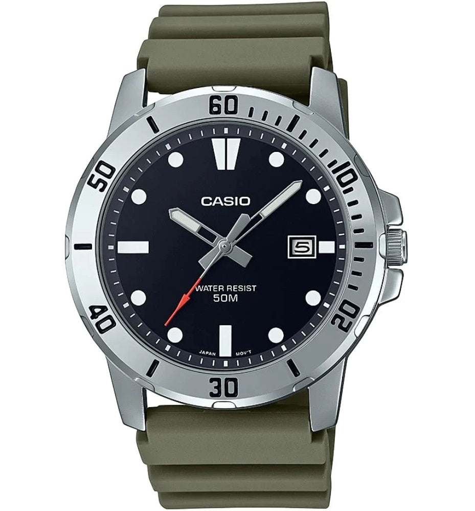CASIO SPORT COLLECTION DIVER 50M - GREEN MTP-VD01-3EVUDF Date - Armbanduhr 45 mm Grün