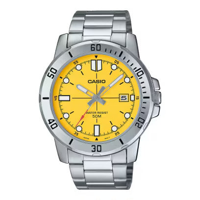 CASIO SPORT COLLECTION DIVER 50M - YELLOW MTP-VD01D-9EVUDF Date - Armbanduhr 45 mm