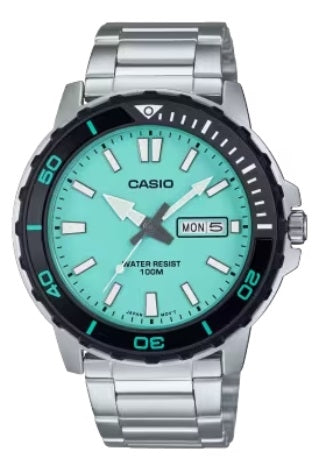 CASIO SPORT DIVER 100M - AQUA GREEN MTD-125D-2A2VDF Day & Date - Armbanduhr 45.5 mm Grün