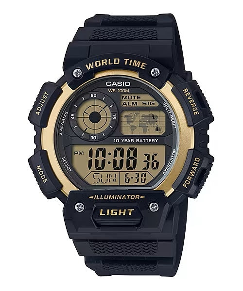 CASIO SPORT DIVER - WORLD TIME ILLUMINATOR 5 ALARMS - GOLD AE-1400WH-9AVDF Multifunction - Armbanduhr 51 mm Gold