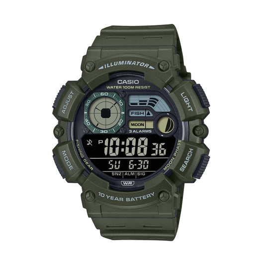CASIO SPORT ILLUMINATOR 10 YEARS BATTERY - ARMY GREEN WS-1500H-3BVEF Multifunction - Armbanduhr 50 mm Grün