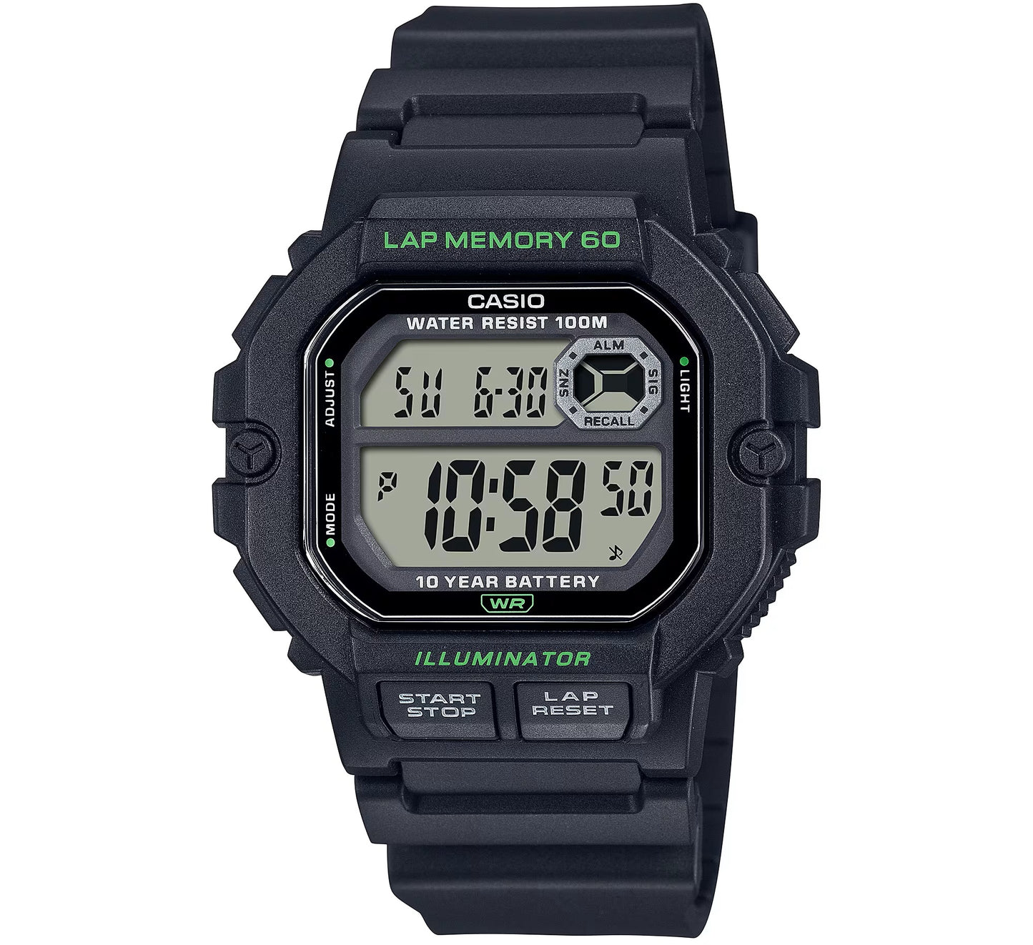 CASIO SPORT ILLUMINATOR LAP MEMORY 60 - BLACK WS-1400H-1AVCF Multifunction - Armbanduhr 44.5 mm Schwarz