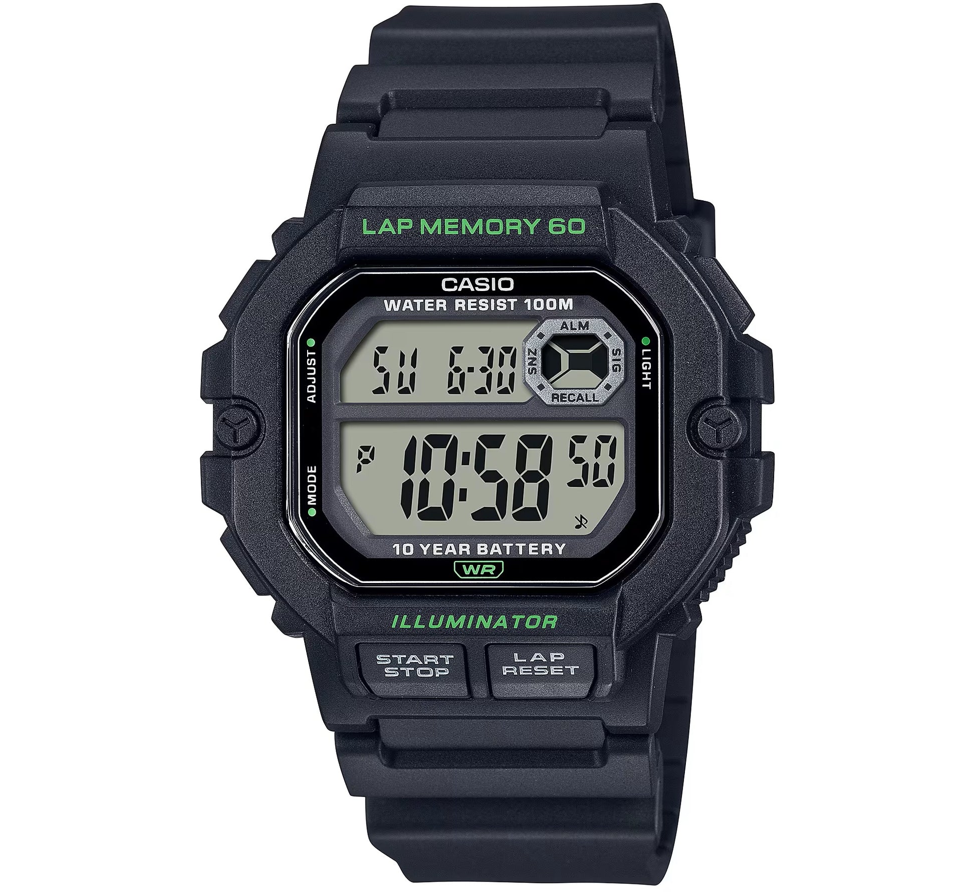 CASIO SPORT ILLUMINATOR LAP MEMORY 60 - BLACK WS-1400H-1AVCF Multifunction - Armbanduhr 44.5 mm Schwarz