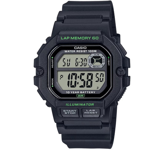 CASIO SPORT ILLUMINATOR LAP MEMORY 60 - BLACK WS-1400H-1AVCF Multifunction - Armbanduhr 44.5 mm Schwarz