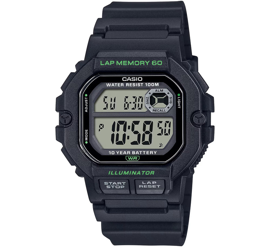 CASIO COLLECTION & VINTAGE SPORT ILLUMINATOR LAP MEMORY 60 Schwarz 44.5 mm Armbanduhr – Produktansicht