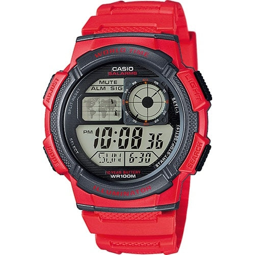 CASIO SPORT Mod. DIVER - WORLD TIME ILLUMINATOR 5 ALARMS, 10 YEARS BATTERY - RED AE-1000W-4AVDF Multifunction - Armbanduhr 45 mm Rot