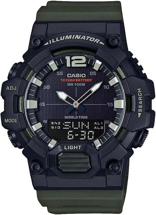 CASIO SPORT Mod. ILLUMINATOR - BLACK, ARMY GREEN HDC-700-3AVCF Multifunction - Armbanduhr 48 mm Schwarz