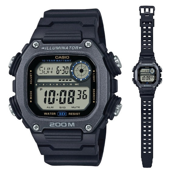 CASIO SPORT Mod. ILLUMINATOR DIVER 200M, 10 YEARS BATTERY - XL STRAP - BLACK DW-291HX-1AVDF Multifunction - Armbanduhr 50 mm Schwarz