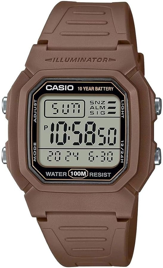 CASIO TIMELESS COLLECTION Mod. DIVER - DOUBLE TIME, ALARM, CHRONOGRAPH - 10 Year Battery - BROWN W-800H-5AVES Multifunction - Armbanduhr 37 mm Braun