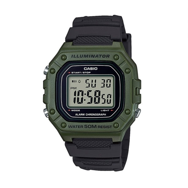 CASIO TIMELESS COLLECTION Mod. SPORT ILLUMINATOR WR 50M, ALARM, CHRONOGRAPH - ARMY GREEN W-218H-3AVEF Multifunction - Armbanduhr 43 mm Grün