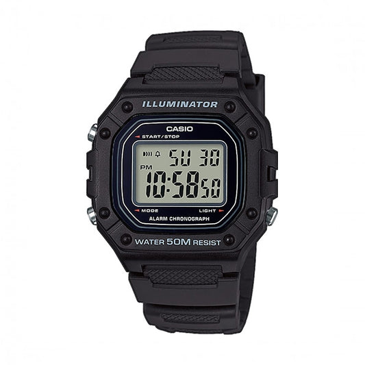 CASIO TIMELESS COLLECTION Mod. SPORT ILLUMINATOR WR 50M, ALARM, CHRONOGRAPH - BLACK W-218H-1AVEF Multifunction - Armbanduhr 43 mm Schwarz