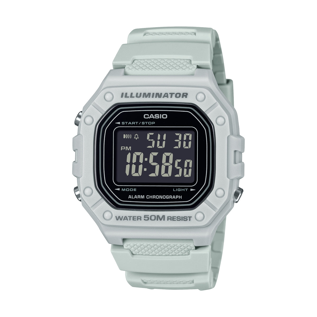 CASIO TIMELESS COLLECTION Mod. SPORT ILLUMINATOR WR 50M, ALARM, CHRONOGRAPH - GREY W-218H-8BVEF Multifunction - Armbanduhr 44 mm Grau