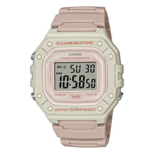 CASIO TIMELESS COLLECTION Mod. SPORT ILLUMINATOR WR 50M, ALARM, CHRONOGRAPH - LIGHT PINK - COLORED SERIE W-218HC-4A2VDF Multifunction - Armbanduhr 43 mm Rot