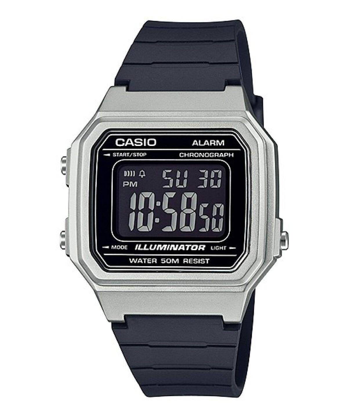 CASIO TIMELESS COLLECTION Mod. SPORT ILLUMINATOR WR 50M, ALARM, CHRONOGRAPH - SILVER - METAL SERIE W-217HM-7BVDF Multifunction - Armbanduhr 41 mm Silber