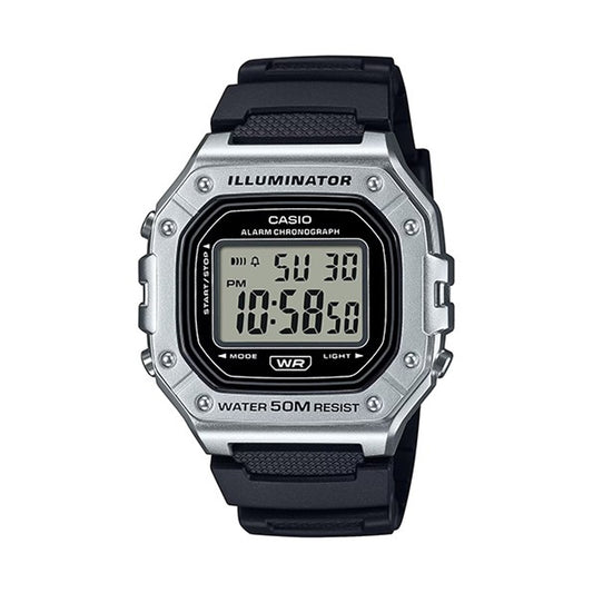 CASIO TIMELESS COLLECTION Mod. SPORT ILLUMINATOR WR 50M, ALARM, CHRONOGRAPH - SILVER - METAL SERIE W-218HM-7AVEF Multifunction - Armbanduhr 43 mm Silber