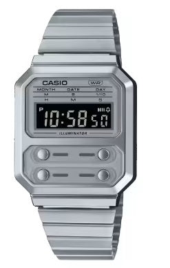 CASIO VINTAGE EDGY COLLECTION - SILVER A-100WE-7BDF Multifunction - Armbanduhr 40 mm Silber