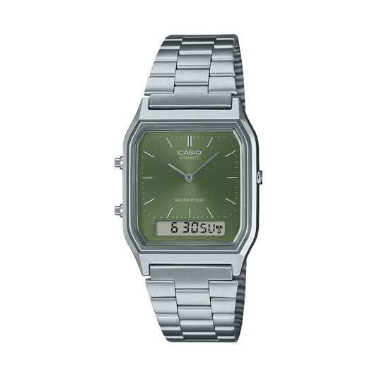 CASIO VINTAGE EDGY COLLECTION SUNRAY DIAL - GREEN MOSS AQ-230A-3AMQYES Sonnenbrille Grün