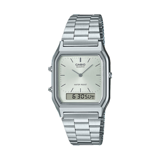 CASIO VINTAGE EDGY COLLECTION SUNRAY DIAL - SILVER AQ-230A-7AMQYES Sonnenbrille Silber