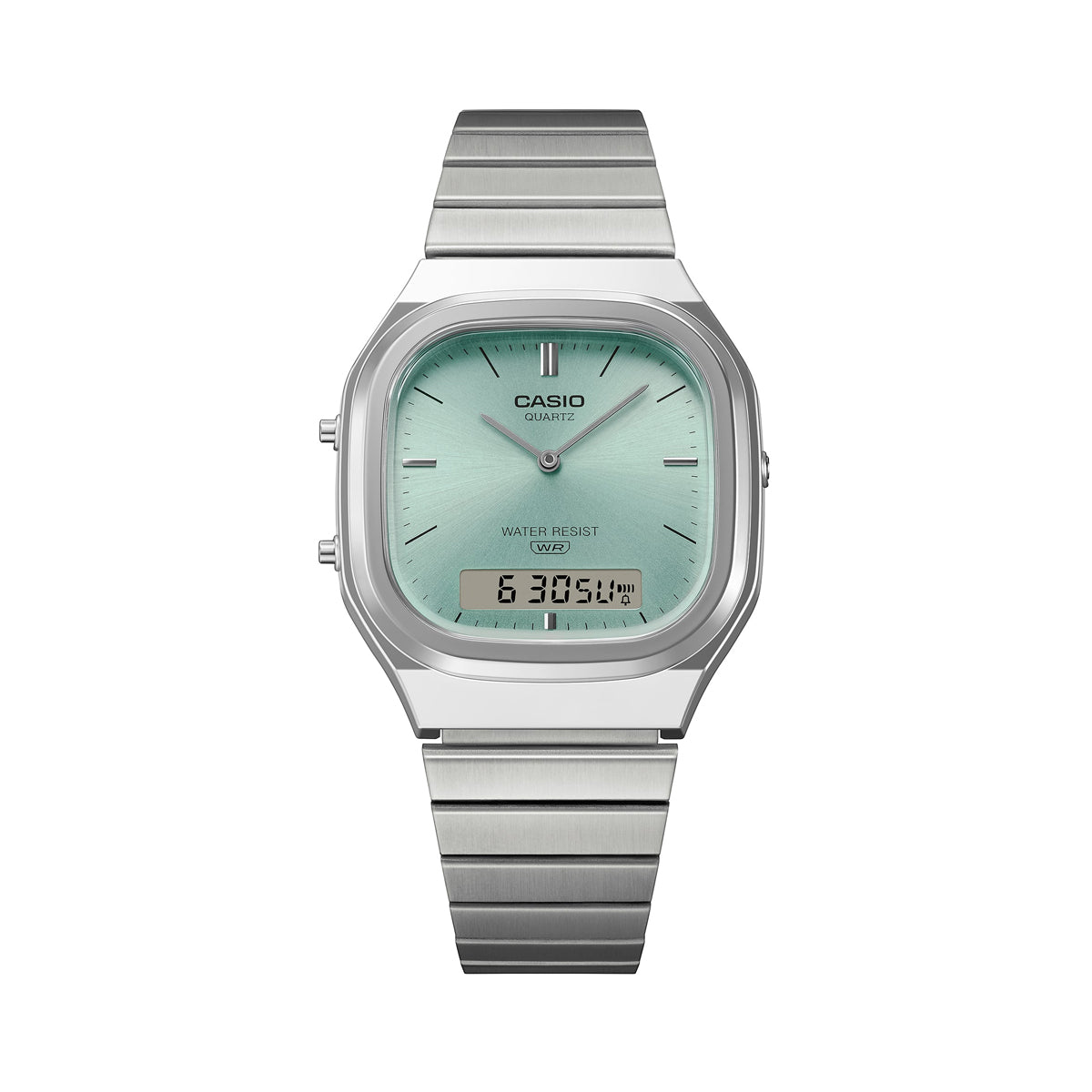 CASIO VINTAGE EDGY ROUNDED SQUARE - BLUE AQ-240E-2AEF Dual Time - Armbanduhr 36 mm Blau ansicht-2