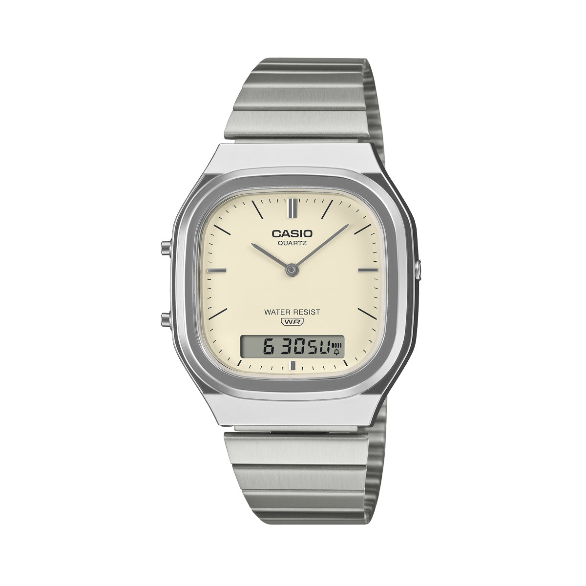 CASIO VINTAGE EDGY ROUNDED SQUARE - SILVER AQ-240E-7A2EF Dual Time - Armbanduhr 36 mm Silber