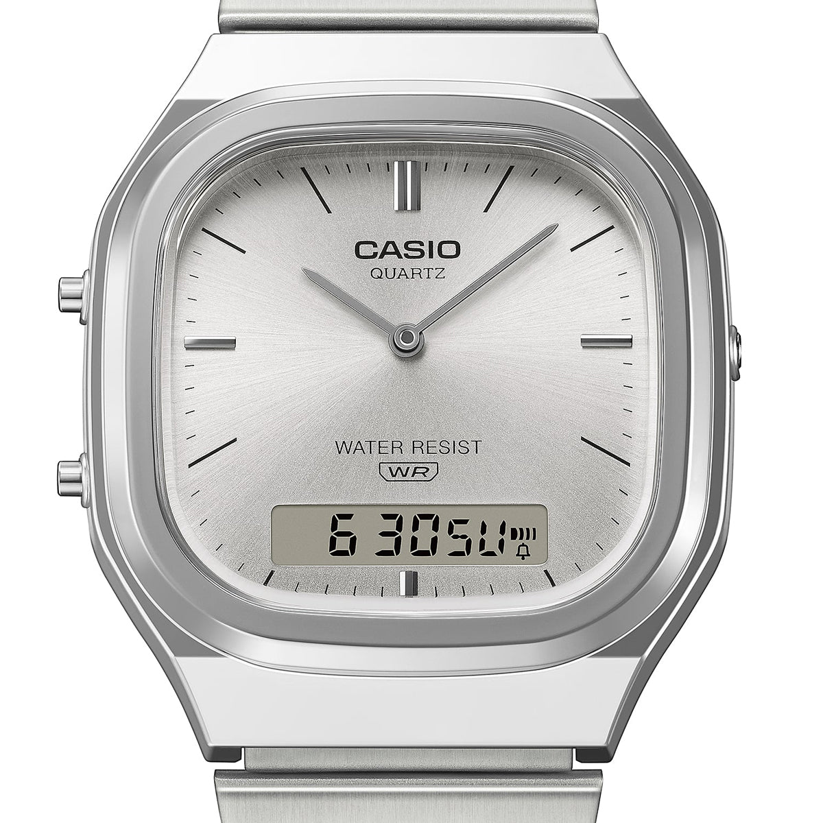 CASIO VINTAGE EDGY ROUNDED SQUARE - SILVER AQ-240E-7AEF Dual Time - Armbanduhr 36 mm Silber ansicht-4