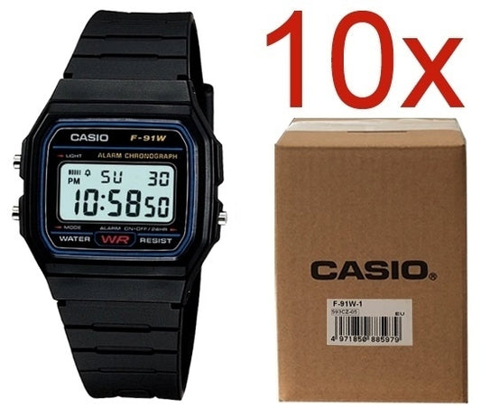 CASIO VINTAGE F-91W-1YEG **PACK 10 PCS** F-91W-1YEG-10 Multifunction - Armbanduhr 35 mm