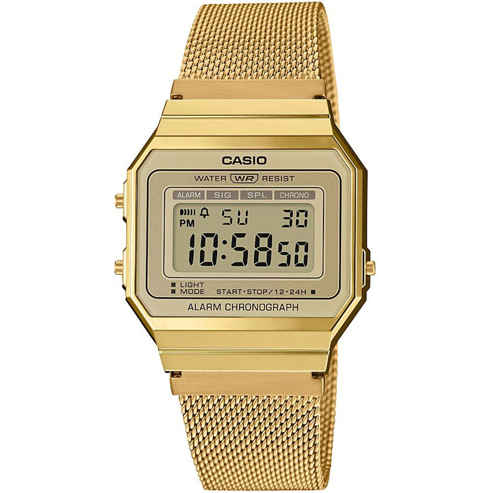 CASIO VINTAGE ICONIC SLIM DESIGN - GOLD MESH A700WEMG-9AEF Multifunction - Armbanduhr 35.5 mm Gold