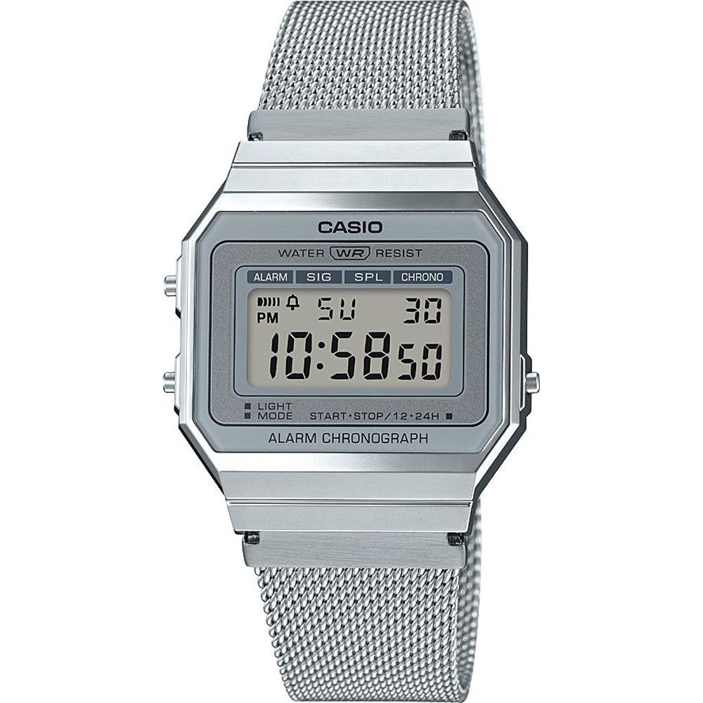 CASIO VINTAGE ICONIC SLIM DESIGN - SILVER MESH A700WEM-7AEF Multifunction - Armbanduhr 35.5 mm Silber