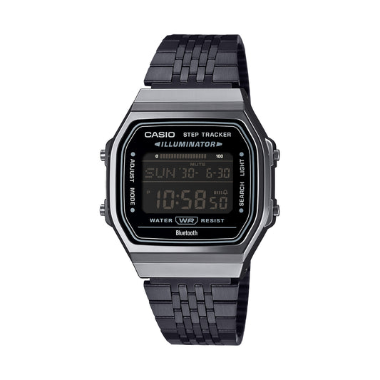 CASIO VINTAGE Mod. BLUETOOTH® SMARTPHONE LINK - BLACK - built-in accelerometer senses body movements + steps counter - ALL BLACK ABL-100WEGG-1BEF Multifunction - Armbanduhr 38 mm Schwarz