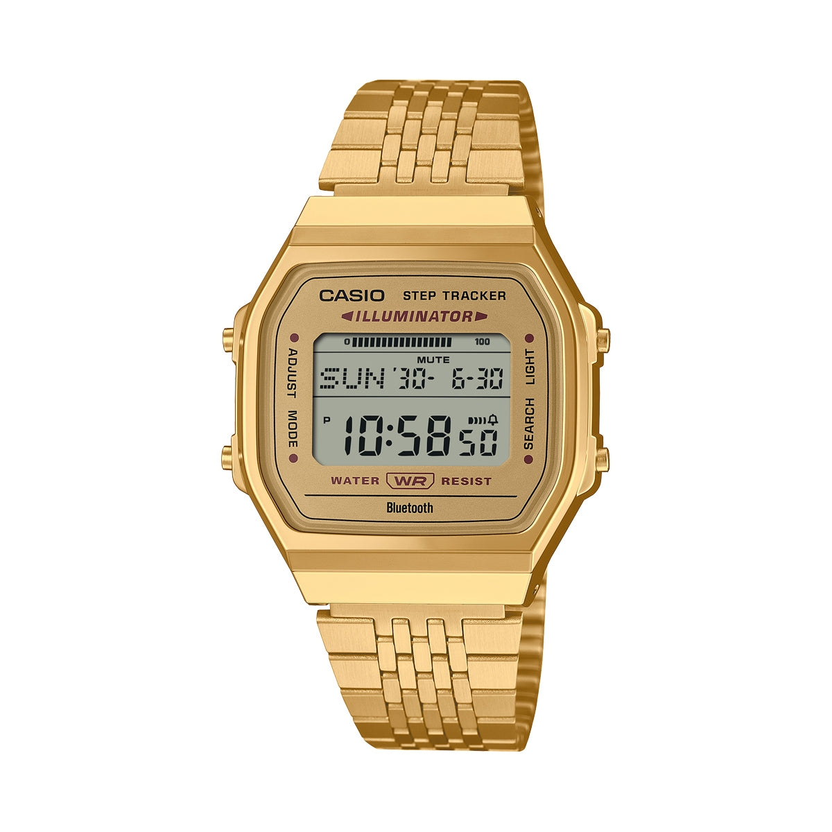 CASIO VINTAGE Mod. BLUETOOTH® SMARTPHONE LINK - GOLD - built-in accelerometer senses body movements + steps counter - GOLD ABL-100WEG-9AEF Multifunction - Armbanduhr 38 mm Blau