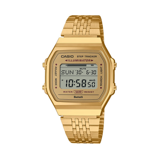 CASIO VINTAGE Mod. BLUETOOTH® SMARTPHONE LINK - GOLD - built-in accelerometer senses body movements + steps counter - GOLD ABL-100WEG-9AEF Multifunction - Armbanduhr 38 mm Blau