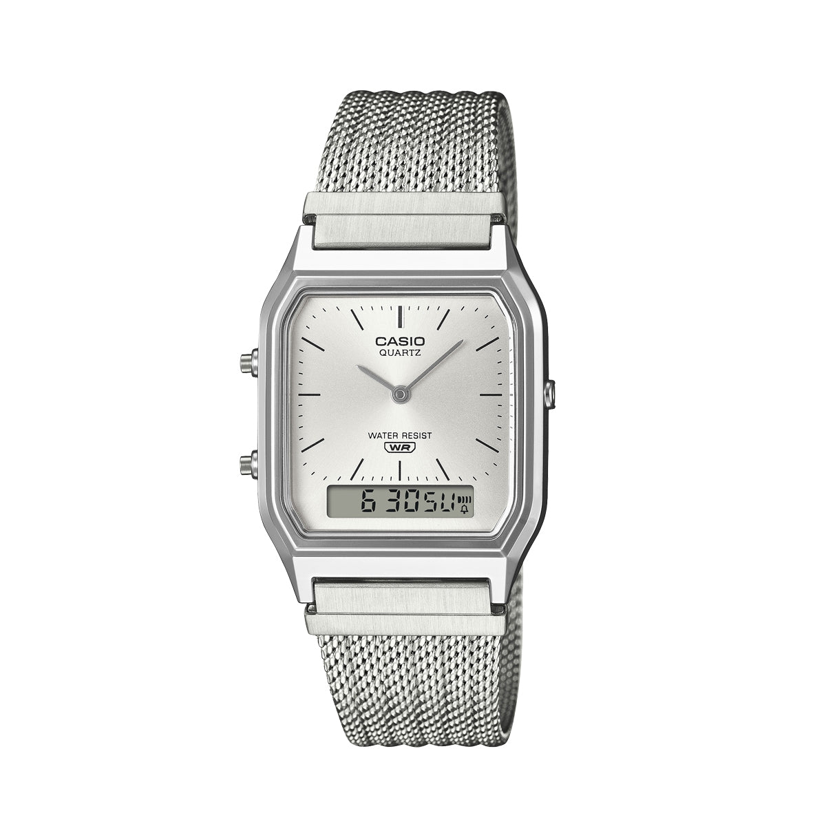 CASIO VINTAGE Mod. EDGY COLLECTION SUNRAY DIAL - MESH STRAP, SILVER AQ-230EM-7AEF Sonnenbrille Silber