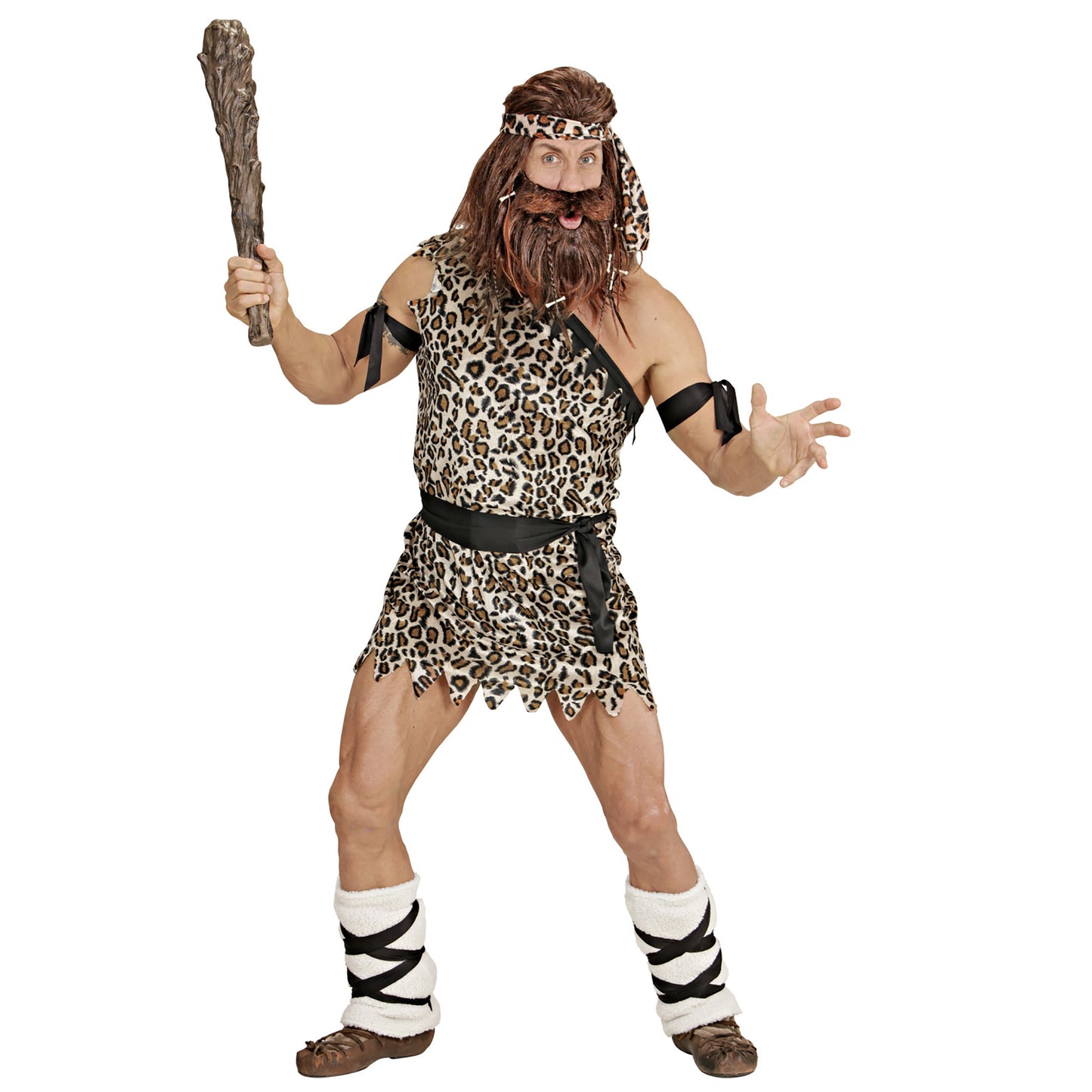 "CAVE MAN" (Tunika, Gürtel, Beinlinge, Bänder für Arme und Stirnband) – Detailansicht