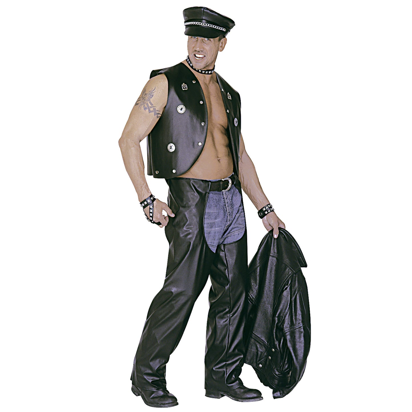 "CHAPS ROCKER/MOTORRADFAHRER" Kunstleder – Detailansicht
